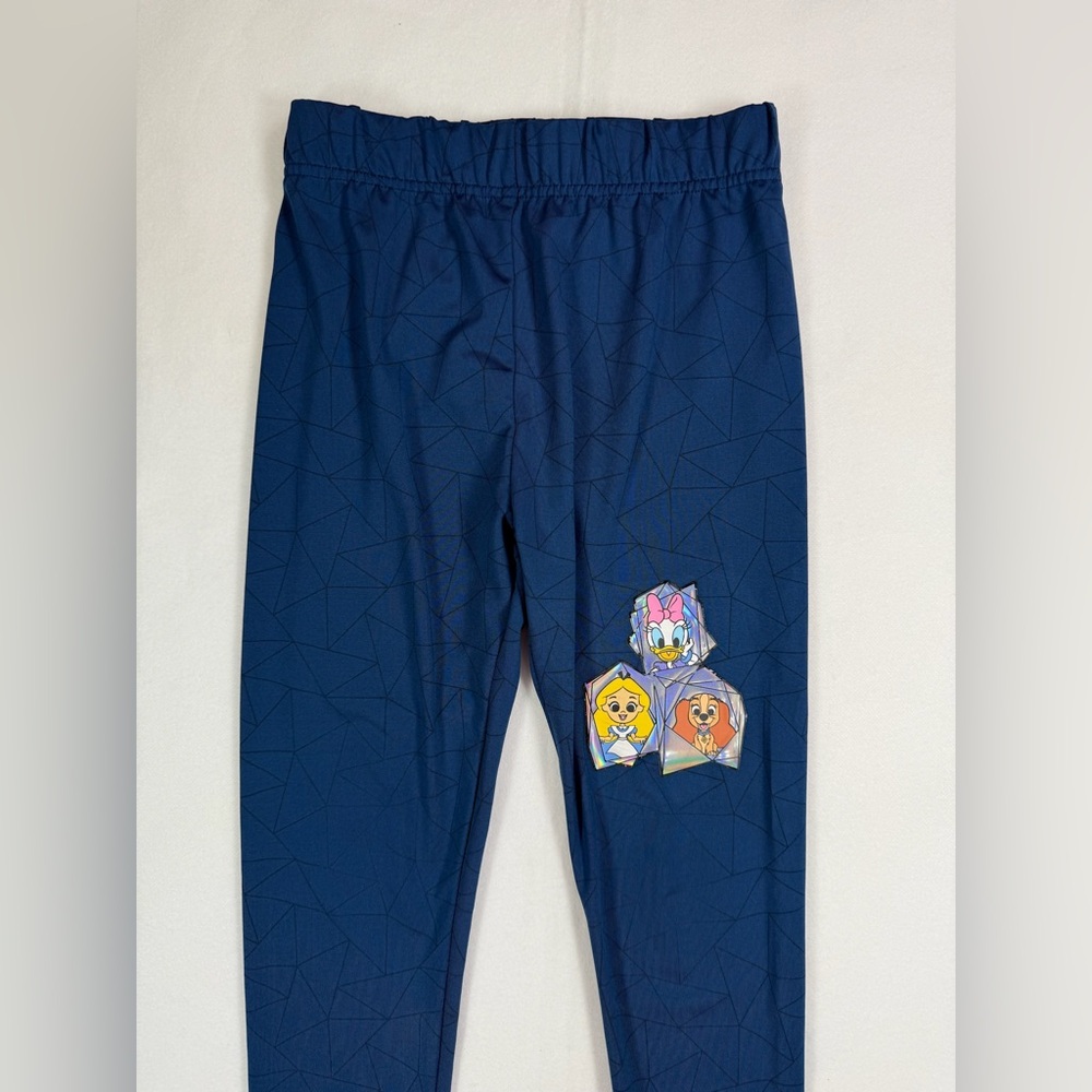 DISNEY Girls’‎ 100th Anniversary Blue Characters Diamond Appliqué Leggings 8
